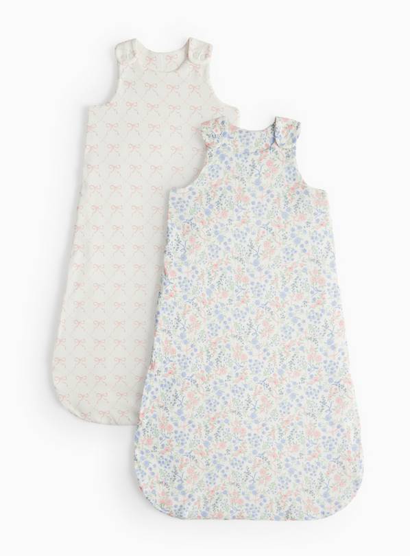 Floral & Bow Print 1.5 Tog Sleeping Bag 2 Pack 18-24 months